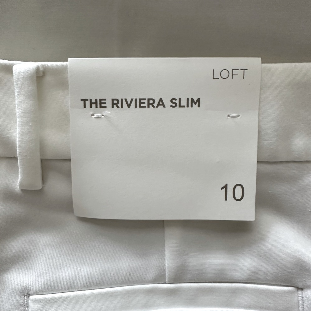 NWT LOFT Riviera Slim White Pants, 10 - Picture 3 of 4